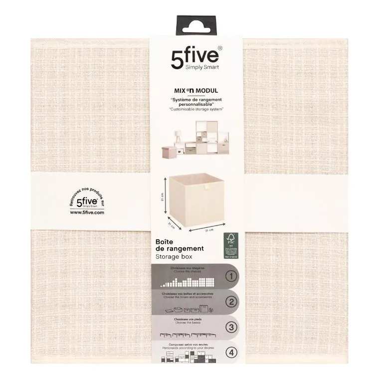 5five simply smart, pojemnik tekstylny, Mix n'modul, 31-31-31 cm