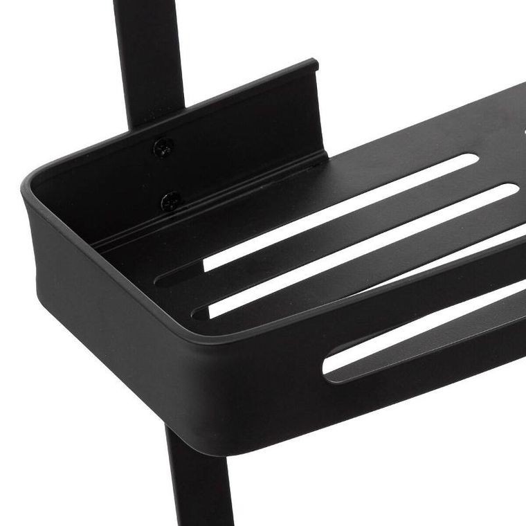 5five Simply Smart, półka na kabinę prysznicową, dwa poziomy, czarna, 32.5-16-60 cm