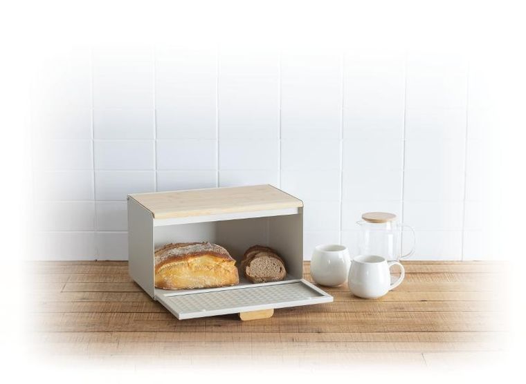 5five Simply Smart, Sensia, metalowy chlebak z bambusową pokrywą