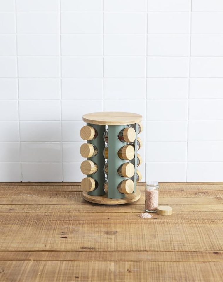 5five Simply Smart, Sensia, obrotowy stojak na przyprawy, 13 słoików z bambusowymi zakrętkami