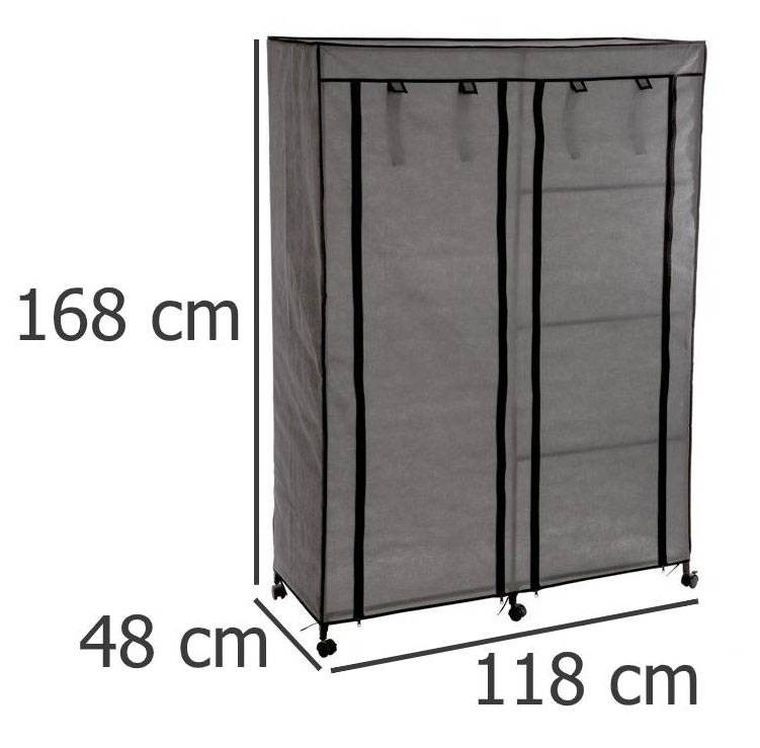 5five Simply Smart, szafa tekstylna na ubrania, 118-48-168 cm, czarna