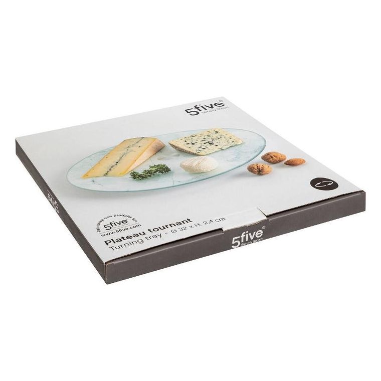 5five Simply Smart, Szklana, taca obrotowa, efekt marmuru, średnica 32 cm