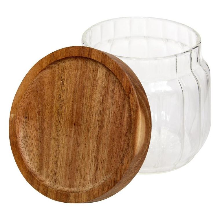 5five Simply Smart, szklany pojemnik na żywność, Harmony, z drewnianą pokrywką