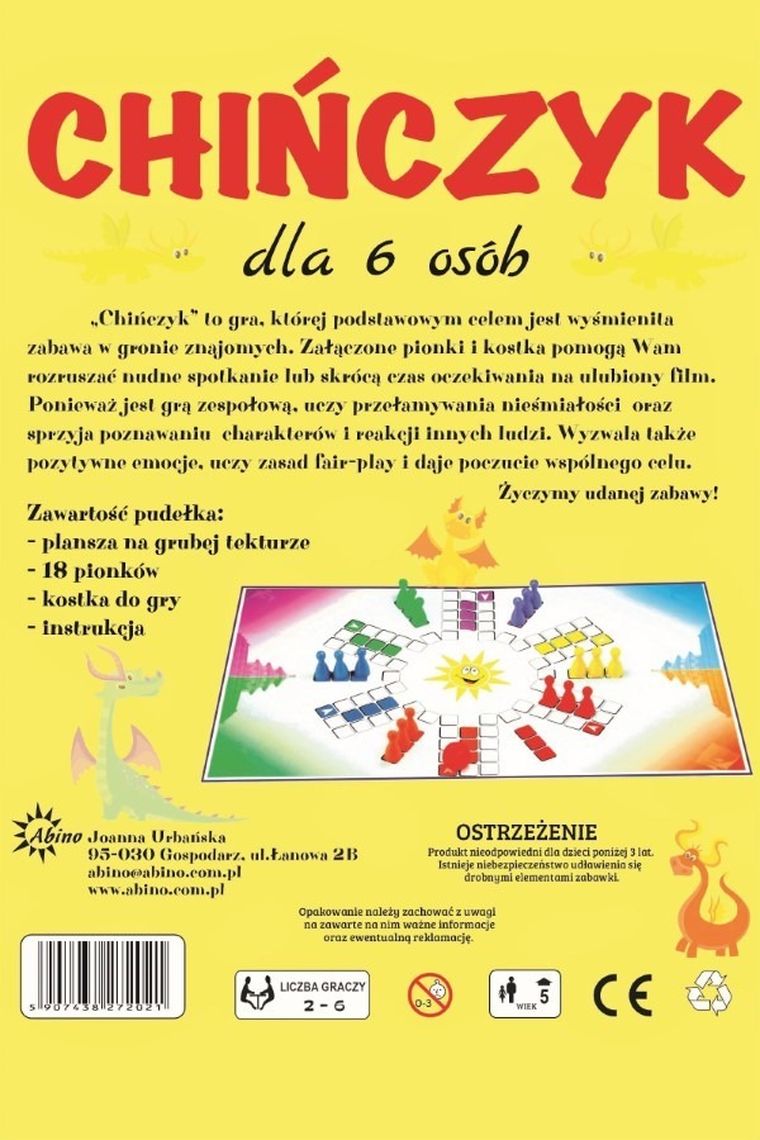 Abino, chińczyk, wersja dla 6 osób, gra familijna