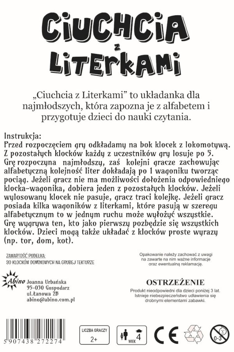 Abino, Ciuchcia z literkami, gra edukacyjna