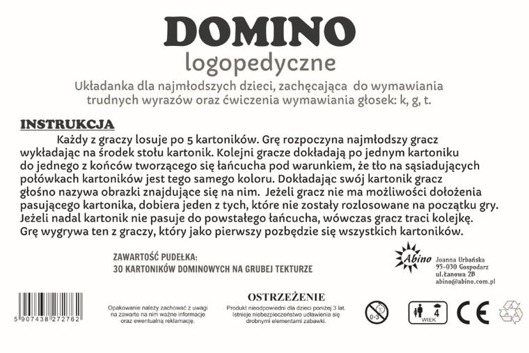 Abino, Domino logopedyczne J-R, R-L, gra edukacyjna