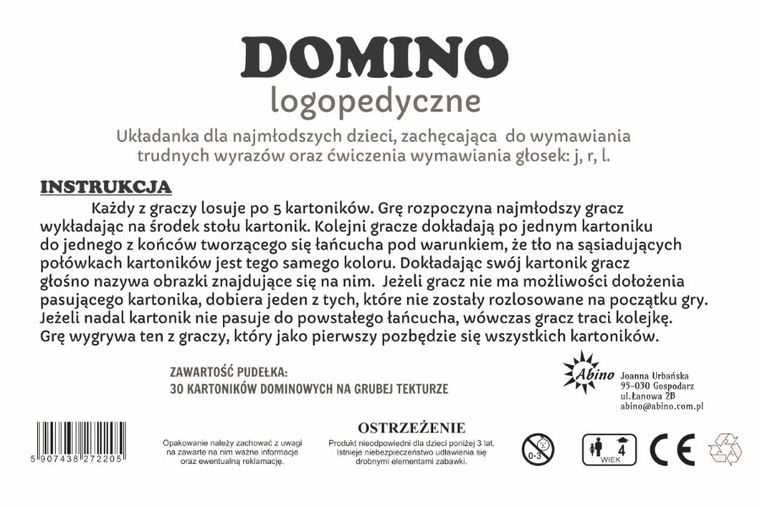 Abino, Domino logopedyczne K-G, K-T, gra edukacyjna