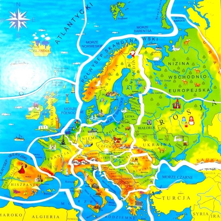 Abino, Europa, geo-puzzle, 30 elementów