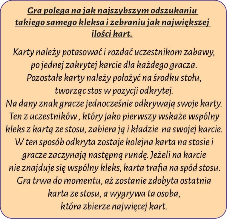 Abino, Kleksy i plamy, gra karciana