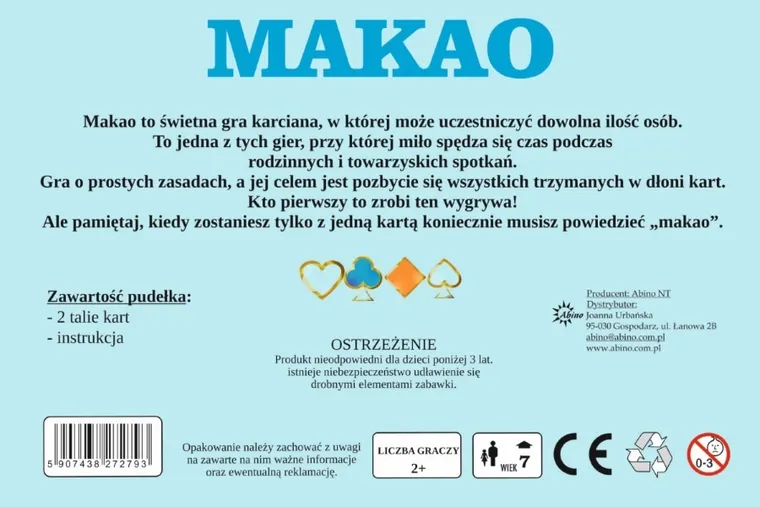 Abino, Makao, gra karciana