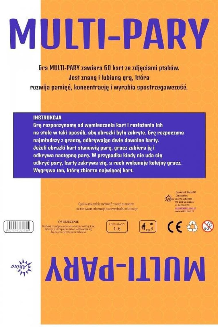 Abino, Multi-pary, Memory, gra pamięciowa, Ptaki