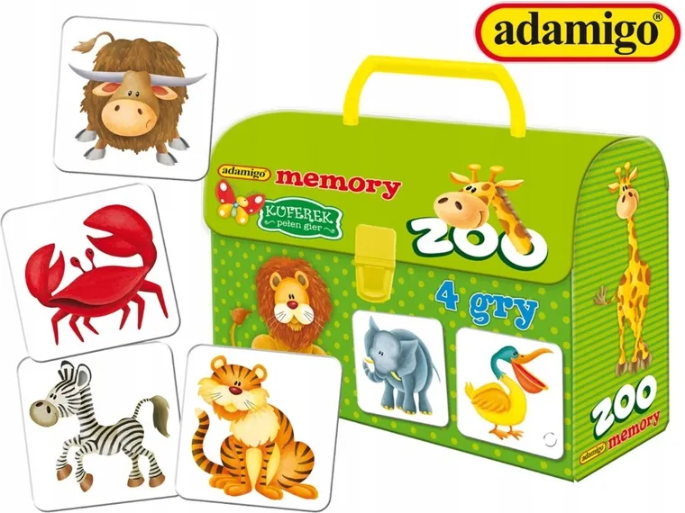 Adamigo, Kuferek pełen gier, Zoo Memory, zestaw 4 gier edukacyjnych