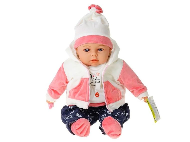 Adar, lalka bobas, w zimowym ubranku, dźwięk, 45 cm