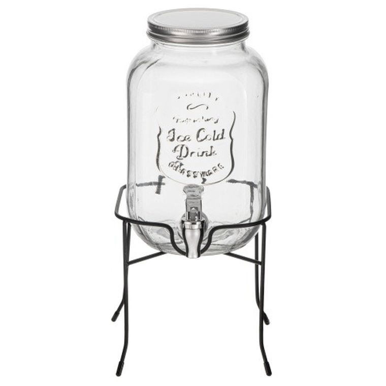 Adler, słój do napojów z kranikiem i stojakiem, szklany, 4l