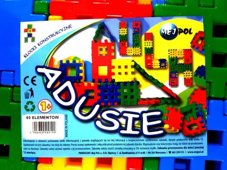 Adusie, klocki konstrukcyjne, wafle, 60 elementów