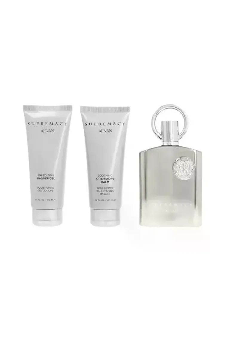 Afnan, Supremacy Silver, zestaw: woda perfumowana, 100 ml + żel pod prysznic, 100 ml + balsam po goleniu, 100 ml