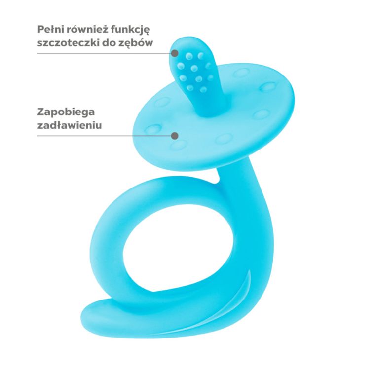 Akuku, gryzak silikonowy, ślimak, niebieski