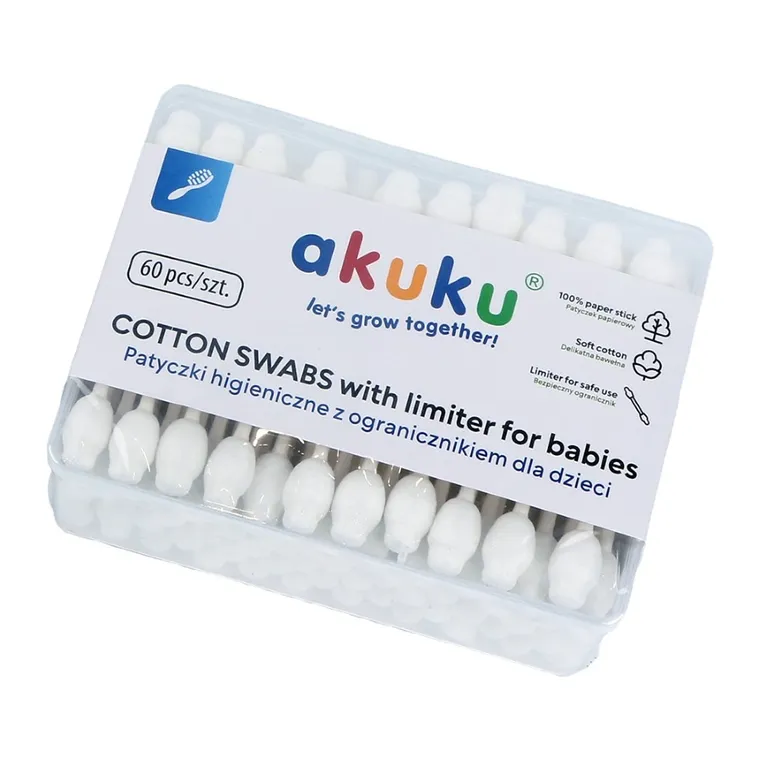 Akuku, patyczki do uszu dla niemowląt, 60 szt.