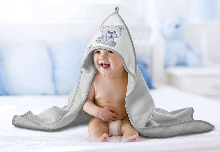 Akuku, Szary Miś, okrycie kąpielowe, szare, 100-100 cm