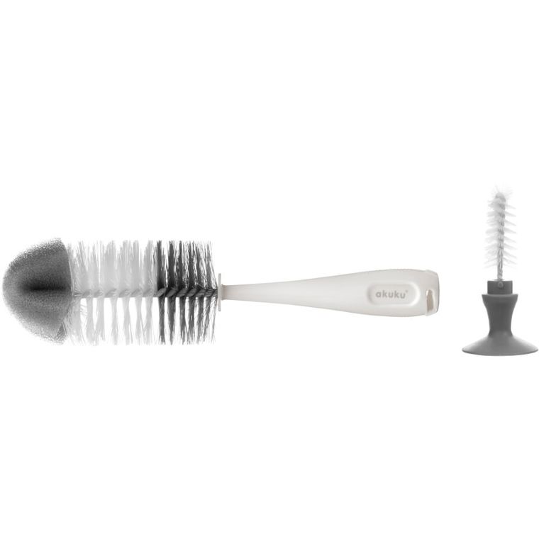 Akuku, szczotka do butelek i smoczków, z przyssawką, szara