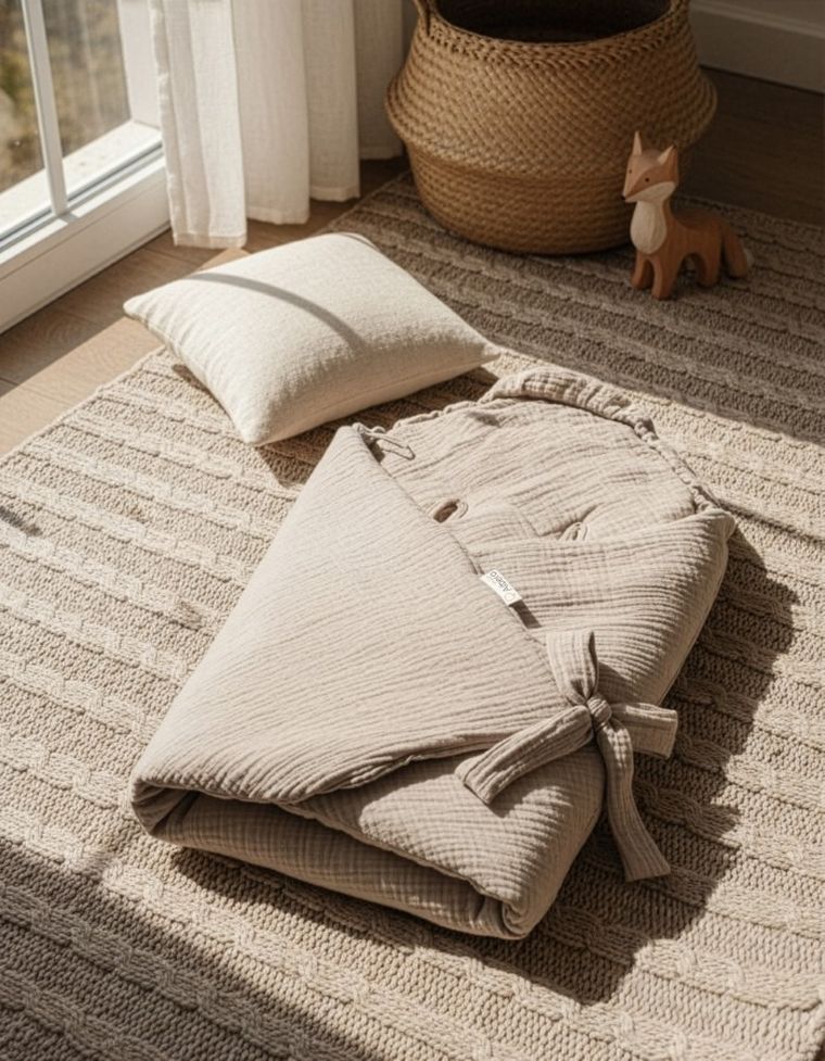 Albero Mio, otulacz muślinowy do fotelika, ocieplany, beż