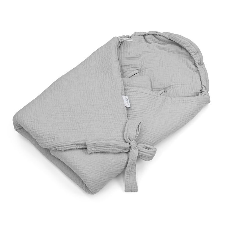 Albero Mio, otulacz muślinowy do fotelika, ocieplany, popiel