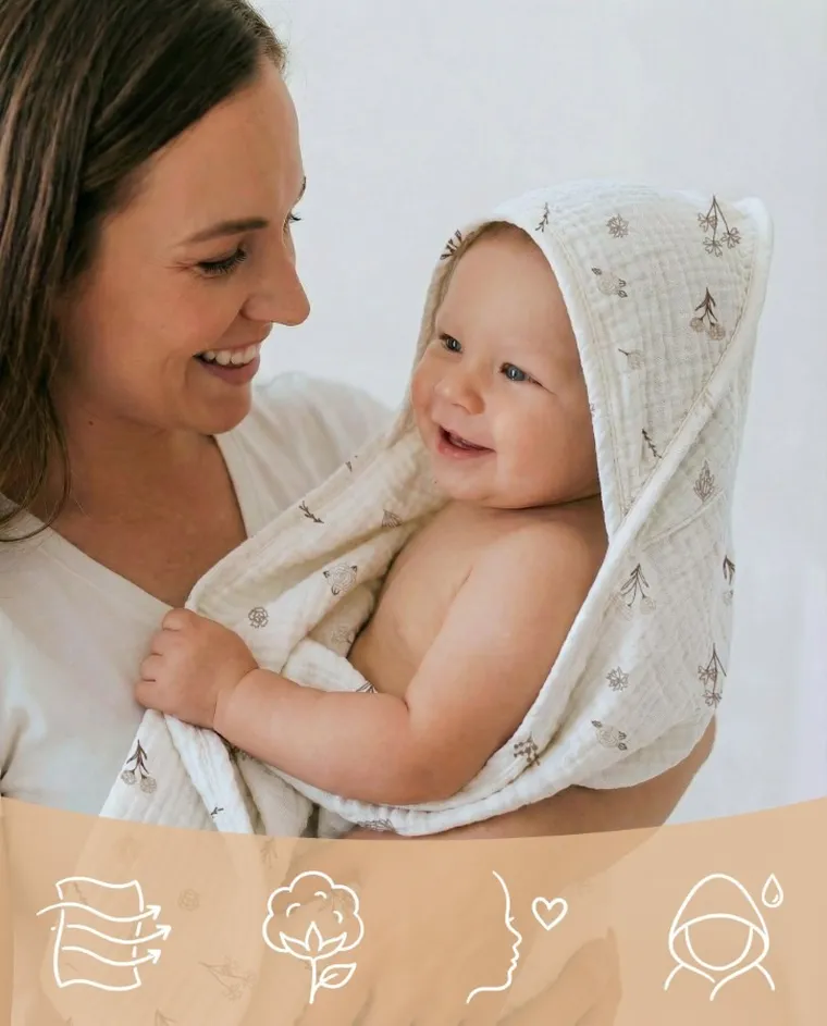 Albero Mio, Wild Flowers, muślinowe okrycie kąpielowe, 80-80 cm