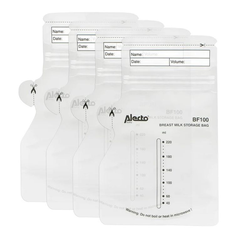Alecto, worki do przechowywania mleka matki, 220 ml, 100 szt.