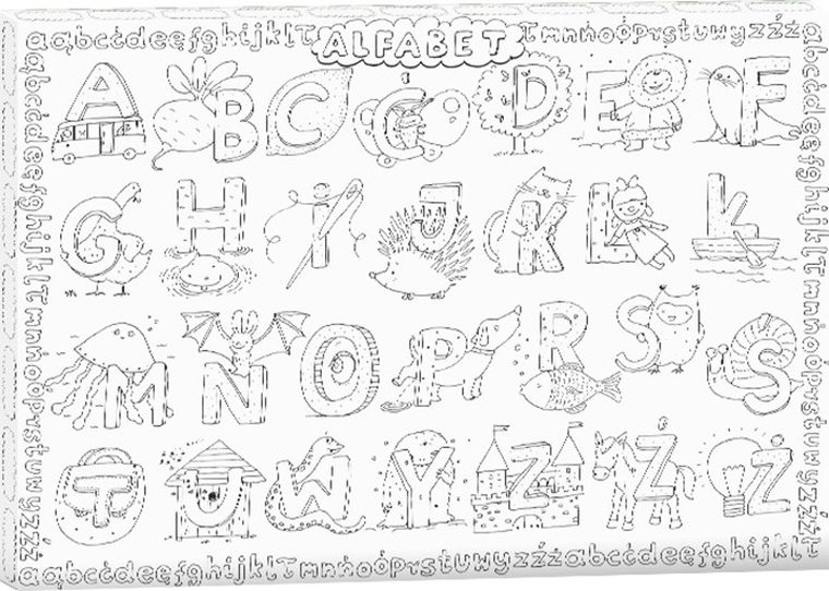 Alfabet. Kolorowanka ramka do zawieszenia