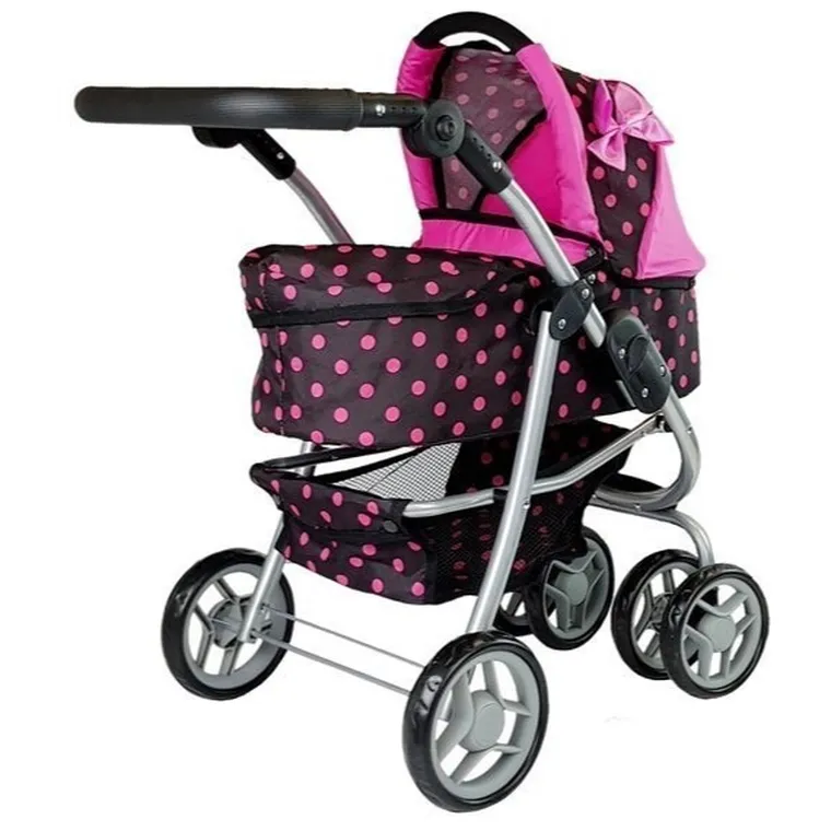 Alice, wózek spacerówka 2w1, z torbą, gondola, czarno-różowy