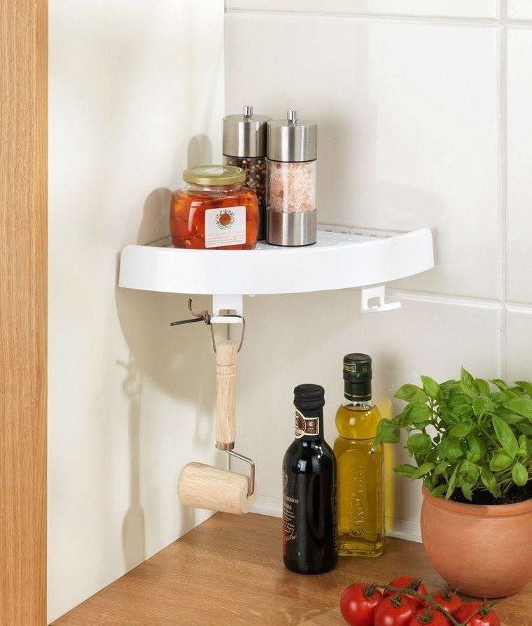 Allstar, prysznicowa półka narożna, biała, z haczykami