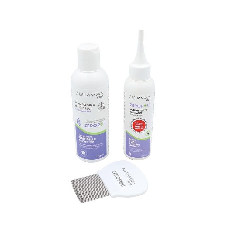 Alphanova Kids, Zeropou, kompleksowy zestaw przeciw wszawicy 3w1 z grzebieniem, balsam i szampon