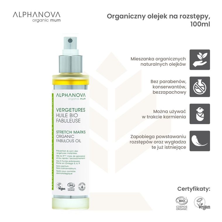 Alphanova Sante, organiczna kompozycja olejków na rozstępy, 100 ml