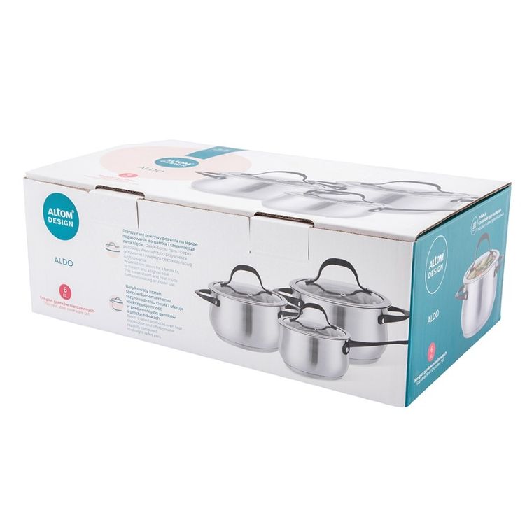 Altom Design, Aldo, komplet garnków nierdzewnych, 6 elementów