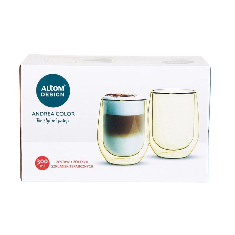 Altom Design, Andrea color, komplet 2 szklanek kolorowych, 300 ml, yellow