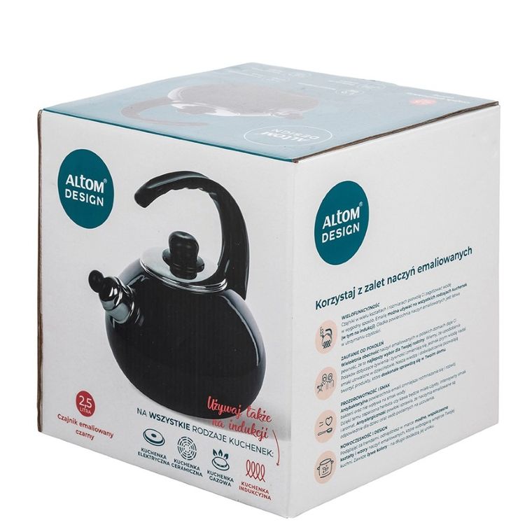 Altom Design, czajnik emaliowany, czarny, 2,5l