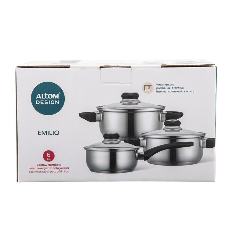 Altom Design, Emilio, komplet garnków nierdzewnych, 6 elementów