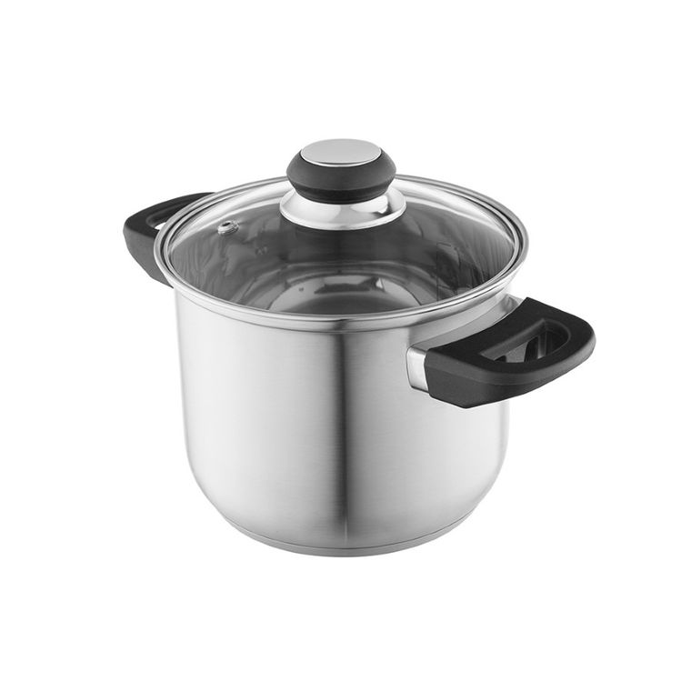 Altom Design, Emilio, wysoki garnek nierdzewny z pokrywą szklaną, 2,3l, 16 cm