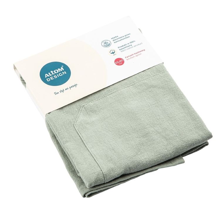 Altom Design, fartuch kuchenny z kieszonką, 100% bawełna, jasna zieleń, 65-80 cm