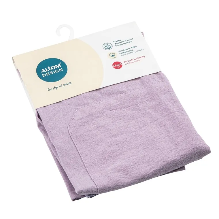 Altom Design, fartuch kuchenny z kieszonką, 100% bawełna, jasny fiolet, 65-80 cm