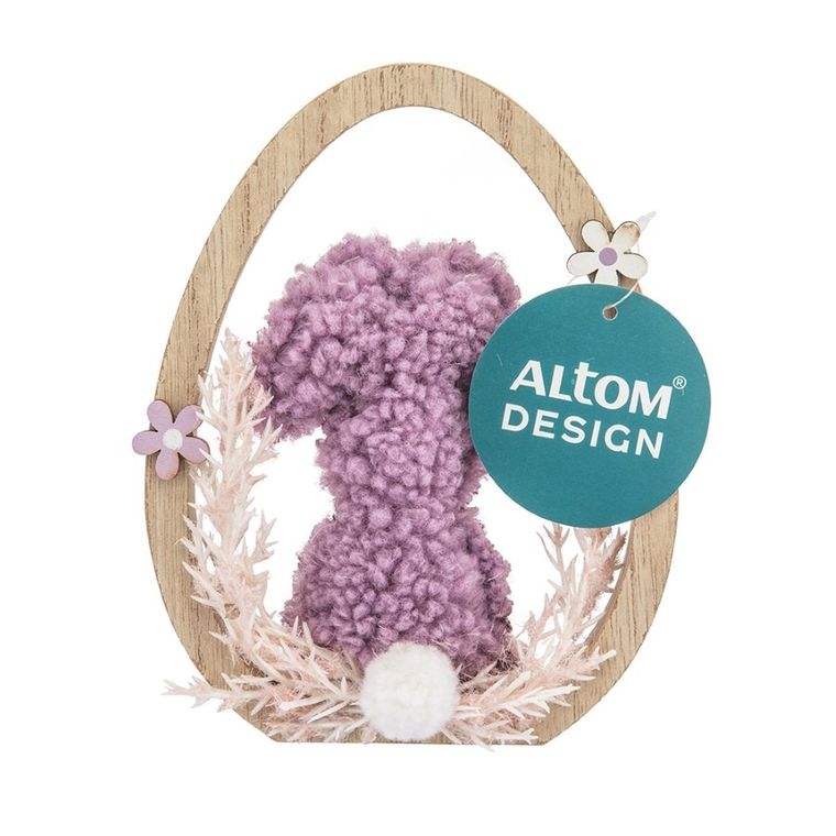 Altom Design, figurka boucle zając w jajku, fioletowy, 11-2-14 cm