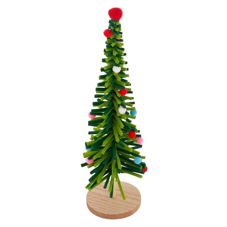 Altom Design, figurka choinka filcowa na drewnianym spodzie 3D, 9-9-25 cm