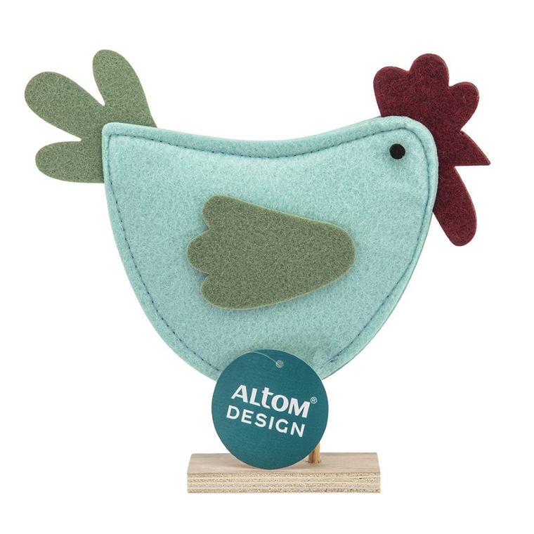Altom Design, figurka filcowa, kurka, miętowy, 18-18-5 cm