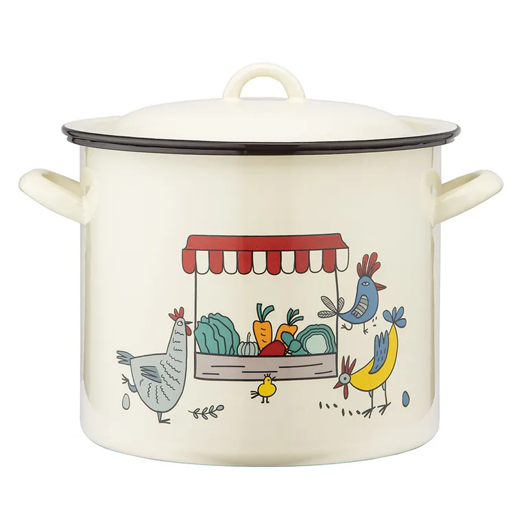 Altom Design, garnek do rosołu z pokrywą, Kurki, 25-21,5 cm, 10l