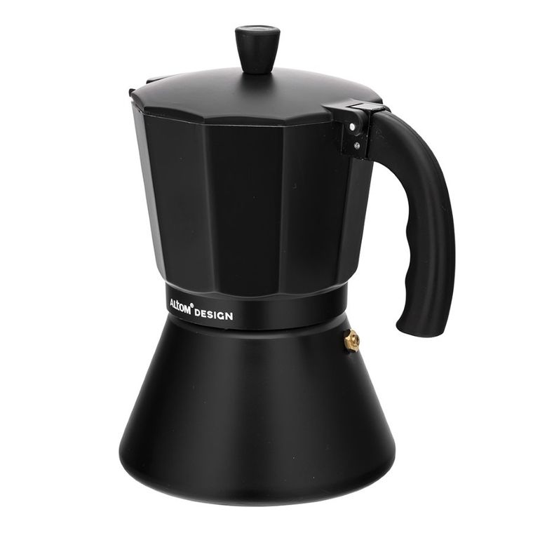 Altom Design, kawiarka aluminiowa, 300 ml na 6 filiżanek, czarna, indukcja