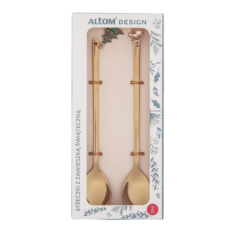 Altom Design, komplet 2 łyżeczek z zawieszką świąteczną, złoty