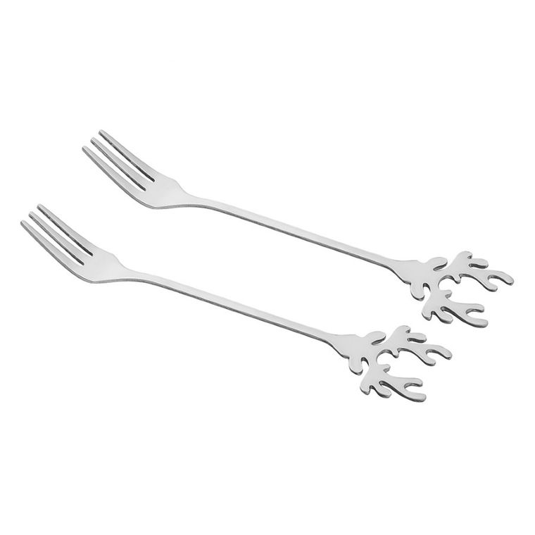 Altom Design, komplet 2 widelczyków z ozdobną końcówką, głowa renifera, srebrny, color box