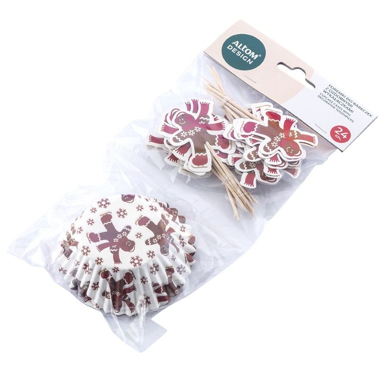 Altom Design, komplet 24 papierowych foremek do babeczek i 24 ozdobnych wykałaczek, ciastuś