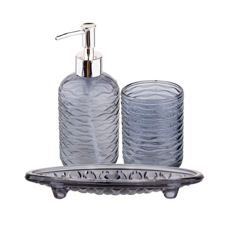 Altom Design, komplet do łazienki, 3 elelementy, popielate szkło