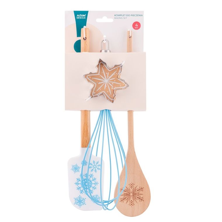 Altom Design, komplet do pieczenia: szpatułka, wykrawacz, trzepaczka, łyżka drewniana
